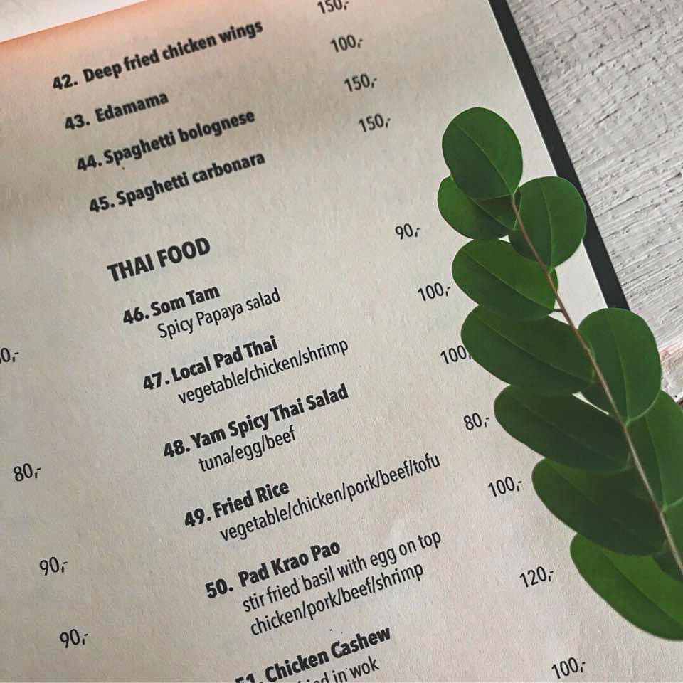 Indie Beach Koh Chang Menu
