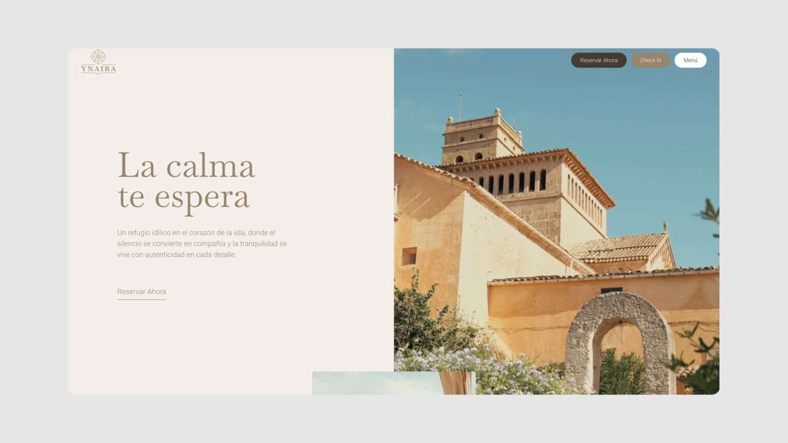 Web del hotel Ynaira en Ariany, Mallorca, vista en ordenador